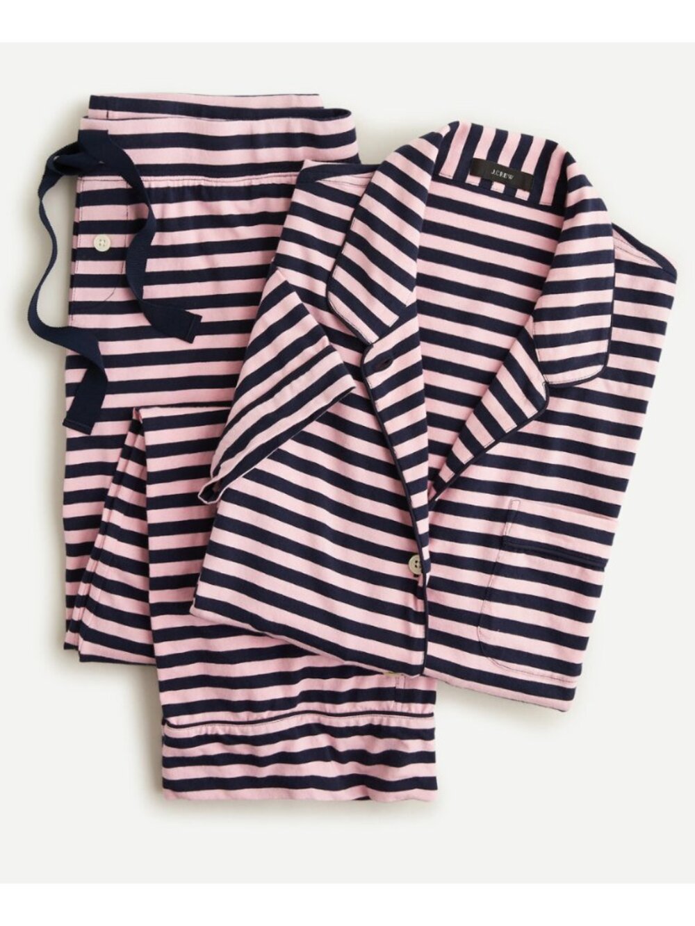 J. Crew Women's Dreamy Short-Sleeve Cropped Pajama PJ Set in Stripe Size Medium